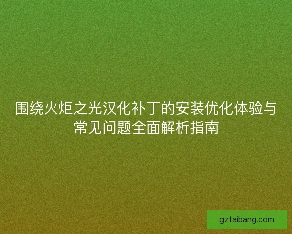 围绕火炬之光汉化补丁的安装优化体验与常见问题全面解析指南