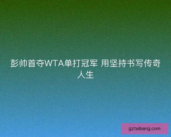 彭帅首夺WTA单打冠军 用坚持书写传奇人生